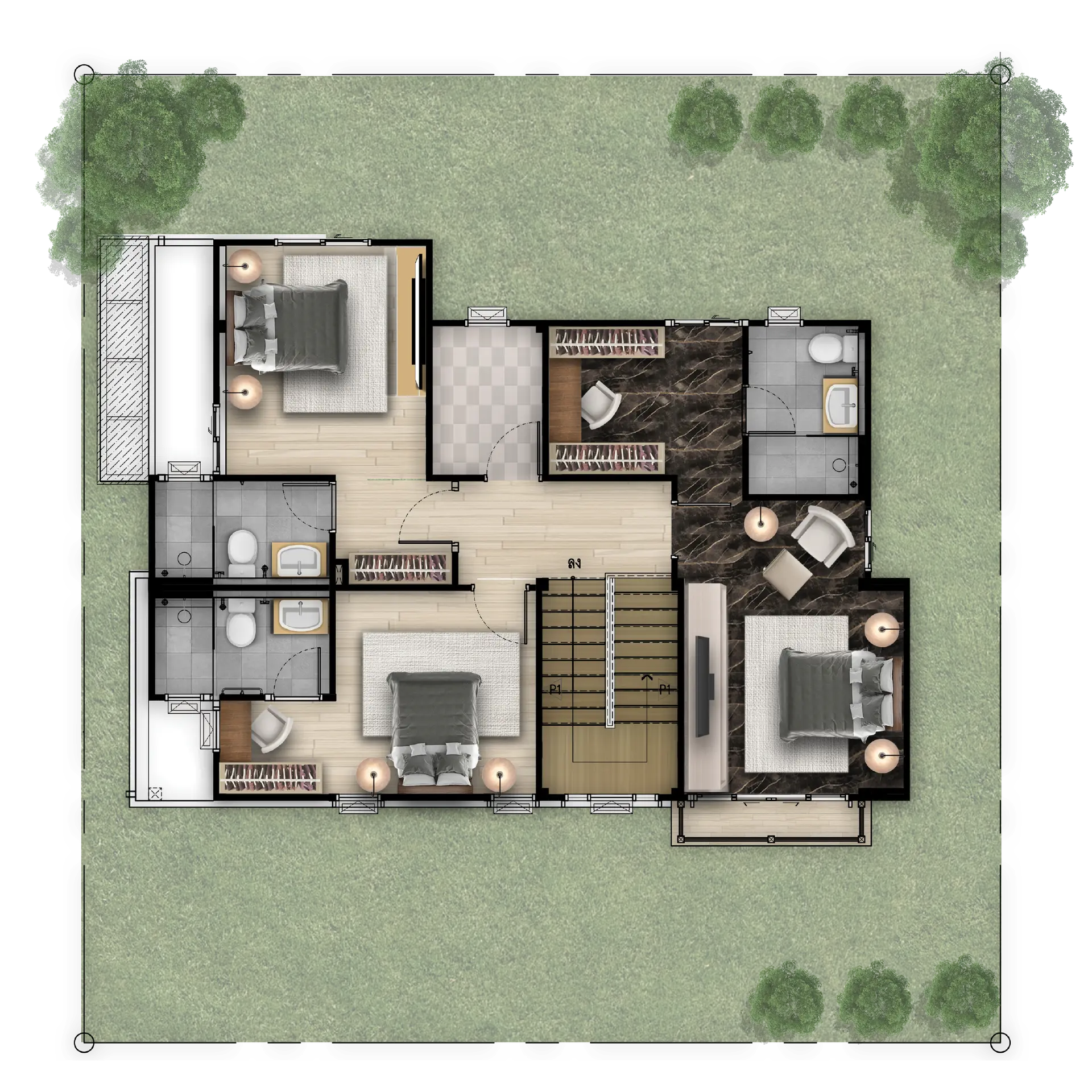 ผังพื้นที่ใช้สอย ผังพื้นที่ชั้น 2 ของบ้าน TYPE M ACACIA