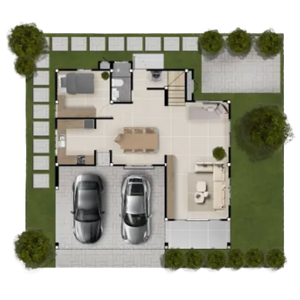 ผังพื้นที่ใช้สอย ผังพื้นที่ชั้น 1 ของบ้าน TYPE B FAMILY HARMONY