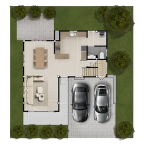 ผังพื้นที่ใช้สอย ผังพื้นที่ชั้น 1 ของบ้าน TYPE C FAMILY DELIGHT