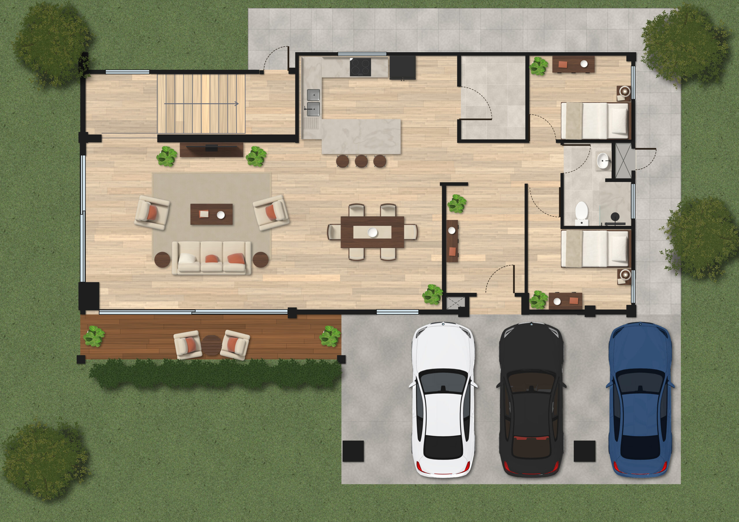 ผังพื้นที่ใช้สอย ผังพื้นที่ชั้น 1 ของบ้าน POOL VILLA
