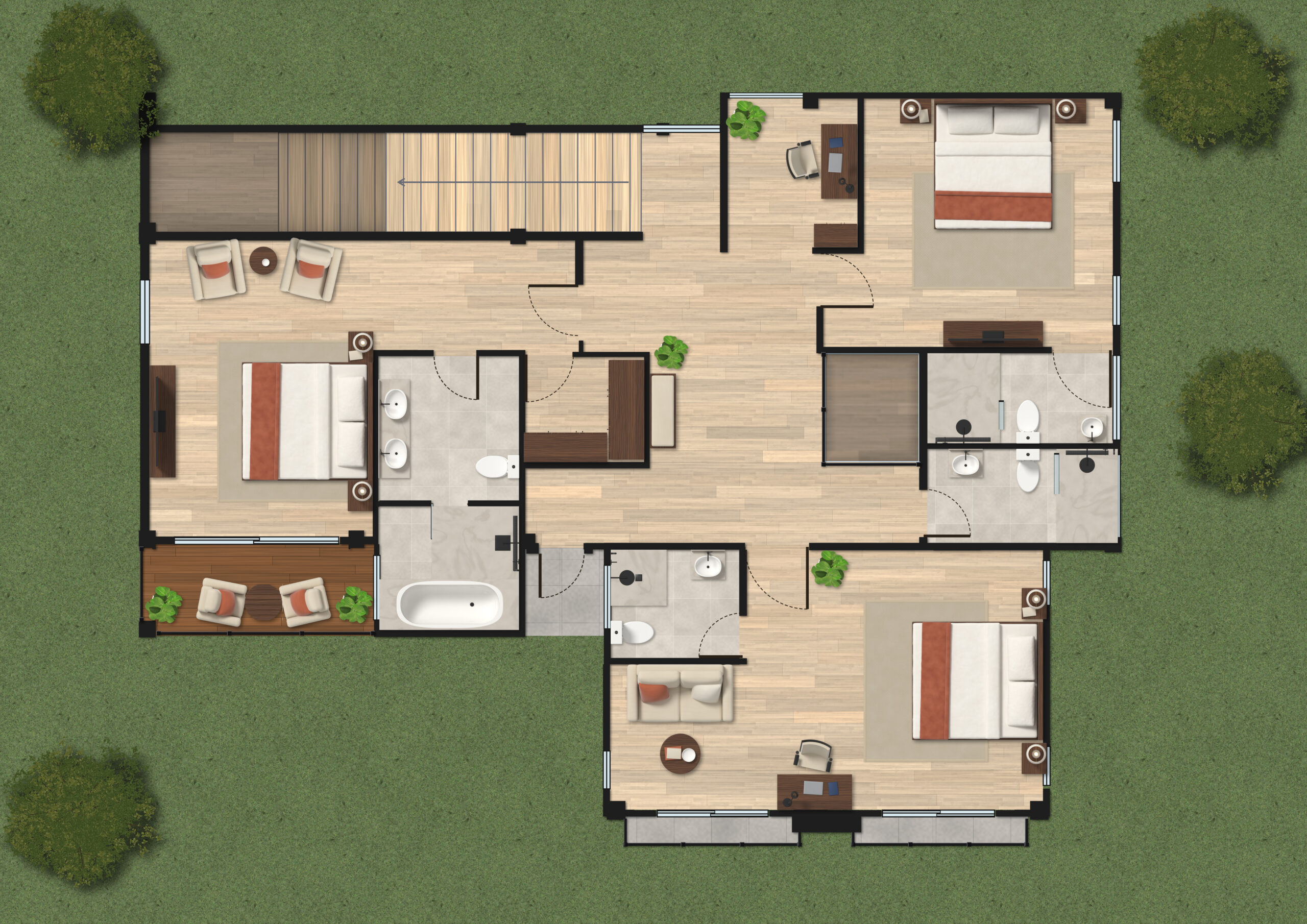 ผังพื้นที่ใช้สอย ผังพื้นที่ชั้น 2 ของบ้าน POOL VILLA